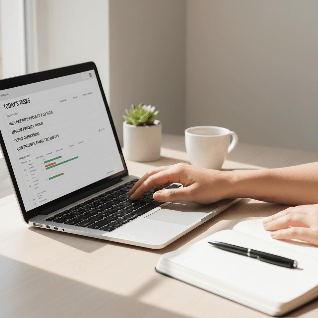 Hands holding a printed worksheet with a checklist